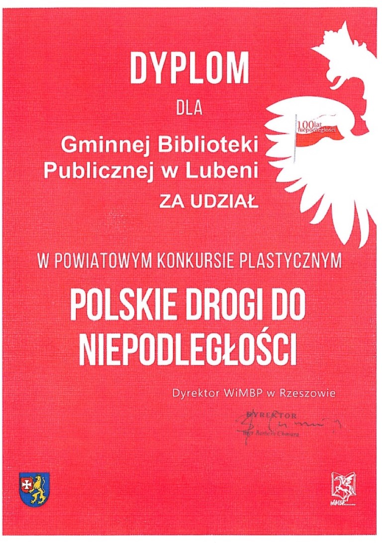 Dyplom za udział w konkursie powiatowym „Polskie drogi do niepodległości”